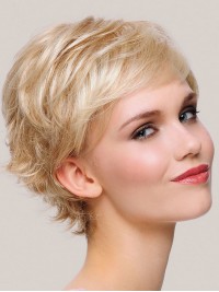 Blonde Korte Rechte Kaploze Synthetische Pruiken