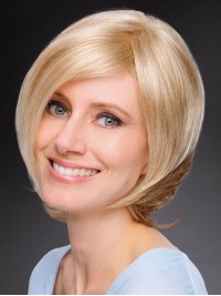 Korte Rechte Blonde Bob Synthetische Kaploze Pruiken