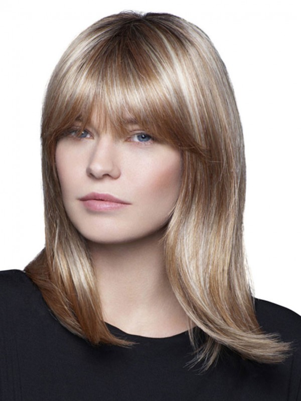 Halfblonde Rechte Synthetische Pruiken Met Volledige Kant