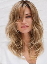 Lang Zonder pony 16" Synthetische Blond Golvend Pruiken